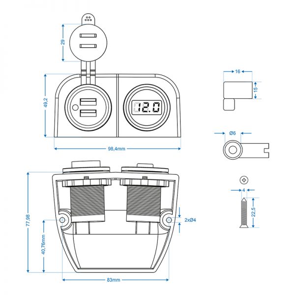 Voltmeter met USB poorten - Afbeelding 2